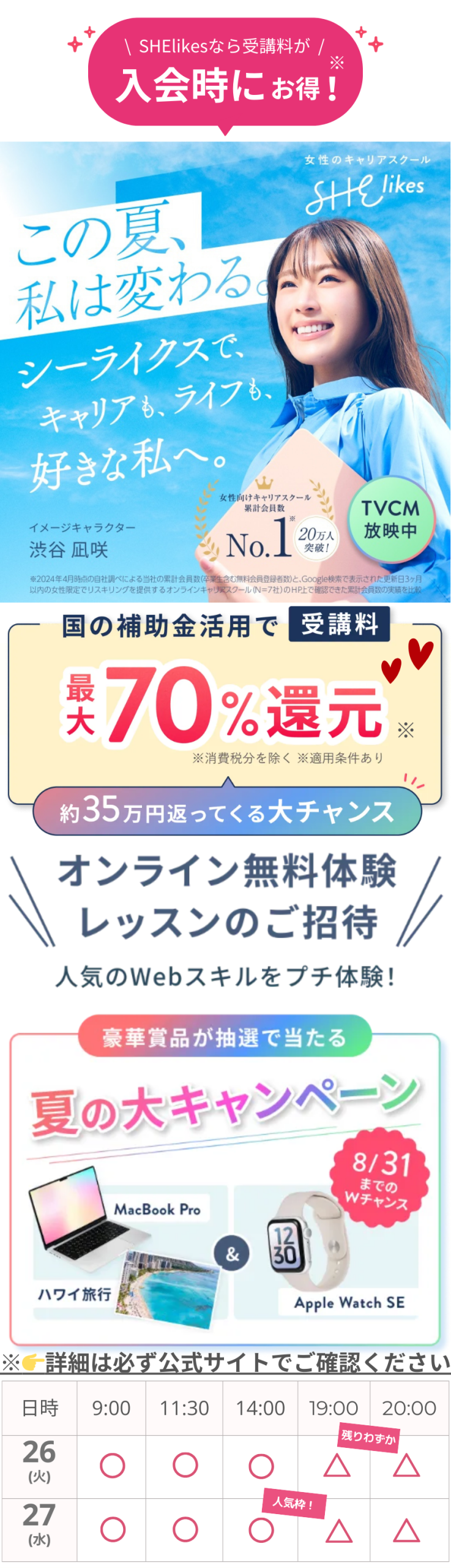 シーライクスキャンペーン8/31まで