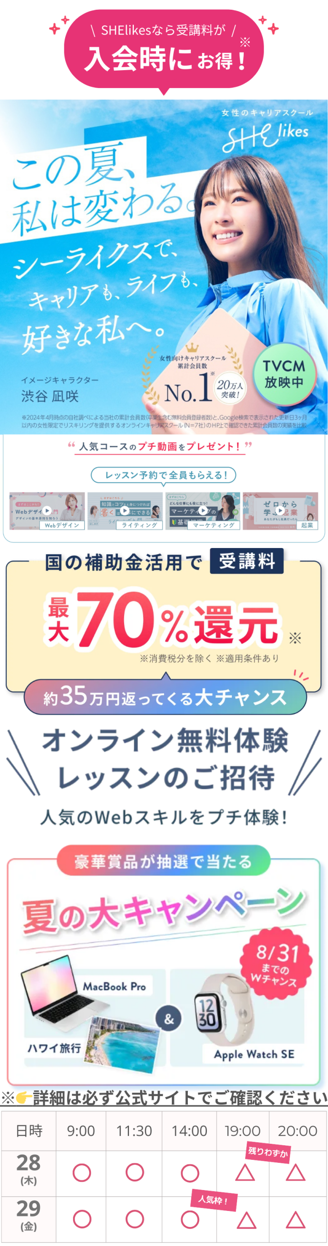 シーライクスキャンペーン8/31まで